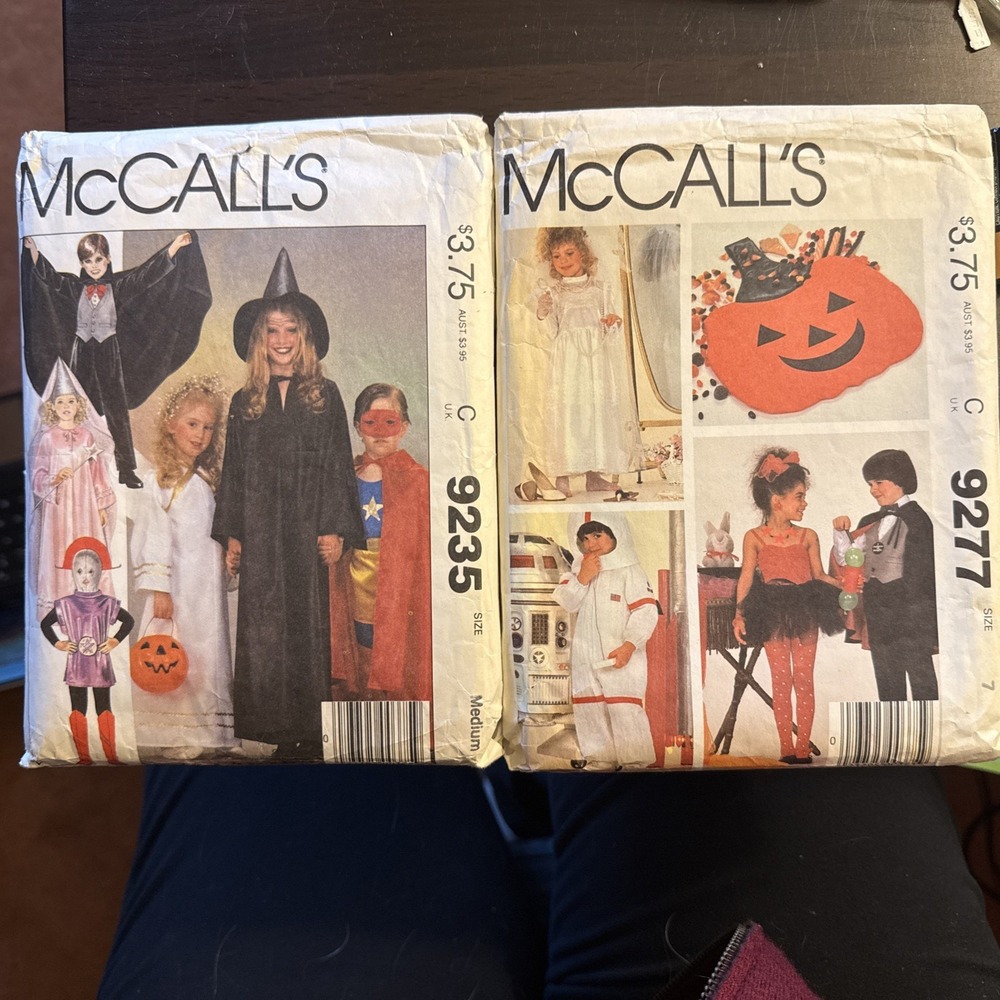 Lot of 2 McCall's Vintage Child's Costume Pattern 9277 (sz7) & 9235 (sz 6-8)